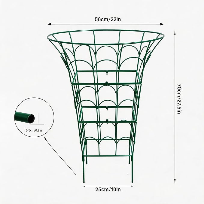 27.5“ Peony Supports for Outdoor Plants -Durable Metal Cages for Peonies, Dahlias & Hydrangeas - Sturdy Garden Stakes, Easy Assembly, Weather Resistant - Decorative Gift for Garden Enthusiasts