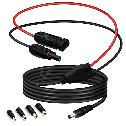COMeap 6FT 12AWG Solar Panel Adapter for Jackery, Compatible with MC-4 to DC 5521mm Extension Cable with DC 3.5x1.35, 5.5x2.5 and 8mm Connector for GZ Yeti Jackery Bluetti Solar Power Station