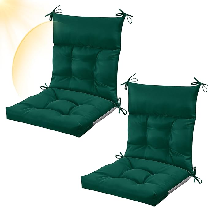 Sintuff 2 Pcs 44 x 21 x 4 Patio Chair Cushions Outdoor Chair Cushion Seat/Back Tufted Pillow with Ties Water Resistant Replacement Indoor Patio Furniture Outdoor Furniture (Solid Color,Teal)