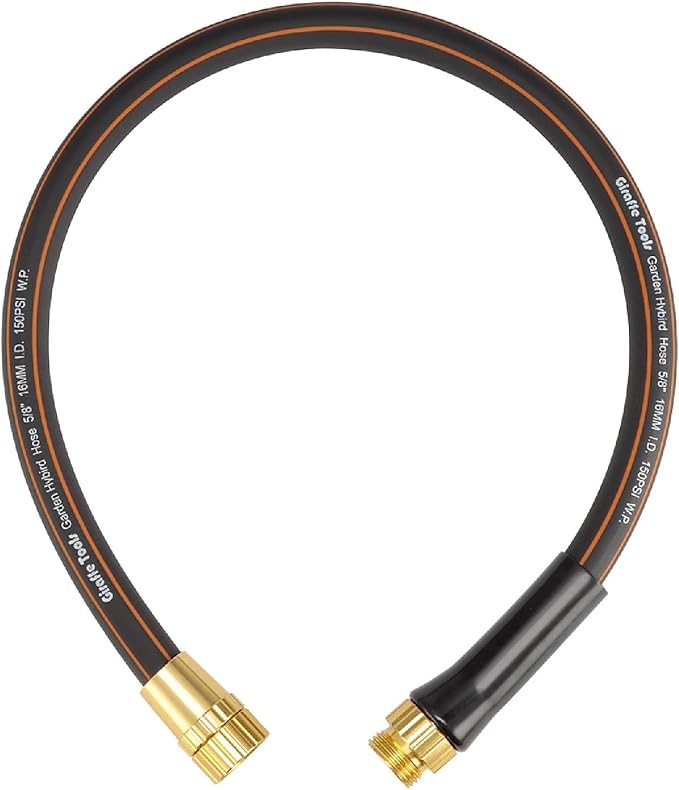 Giraffe Tools Garden Hose 5/8", Water Hose Heavy Duty, Flexible, Lightweight Hybrid Hose with Bend Protection, 2.5ft Male to Female Fittings, Burst 600 PSI, Short Leader Hose