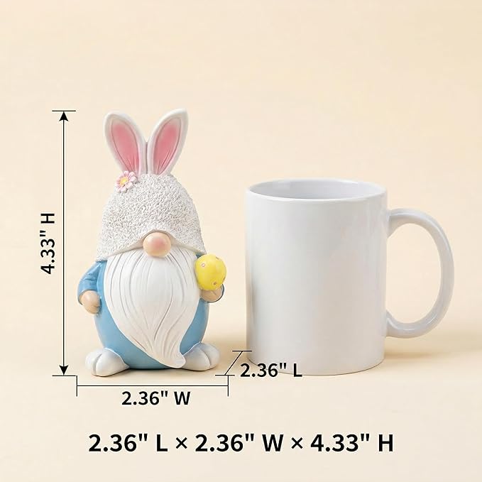 GoGnome Easter Gnome Figurines Set of 3 – Bunny Ear Resin Gnome Easter Decorations for Home | Spring Tabletop Decor, Tiered Tray Decorations, Cute Easter Bunny Gnomes (Pink/Blue/Purple)