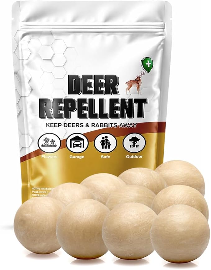 Deer Repellent for Plants, Rabbit Repellent Outdoor, Deer and Rabbit Repellent for Plants, Garden, Trees, Deer Away Safe for People, Pets and Plants, Lasts Up to 60 Days 10 Packs