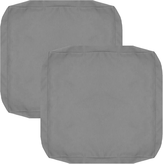 FLYMEI Patio Cushion Covers 28x28x6 Waterproof Outdoor Cushion Cover Replacement 2Packs Outdoor Seat Cushion Slipcover for Rattan Chair Sofa, Grey