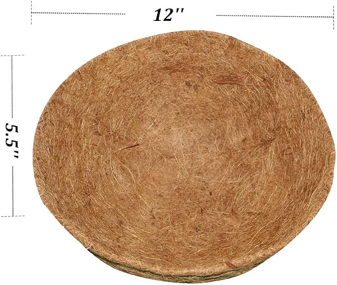 4PCS Hanging Basket Liner Coco Liner for Hanging Basket12 Inch Round Plant Basket Liners Coco Fiber Liner for Planters Coconut Coir Liner Flower Pot for Hanging Basket