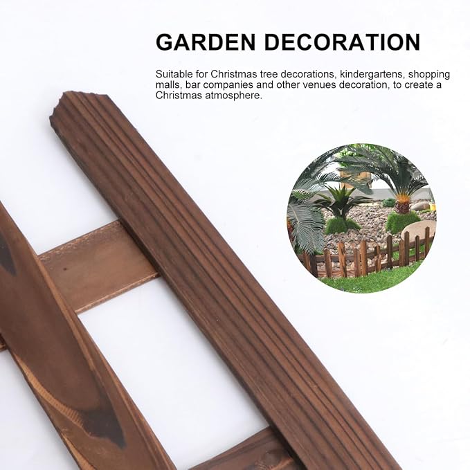 DOITOOL Wooden Picket Fence Garden Border, Decorative Garden Fence Animal Barrier Landscape Fencing Border for Dogs, Flower Bed, Yard and Patio Outdoor Decor (Total Length: 120cm, Height: 30cm)