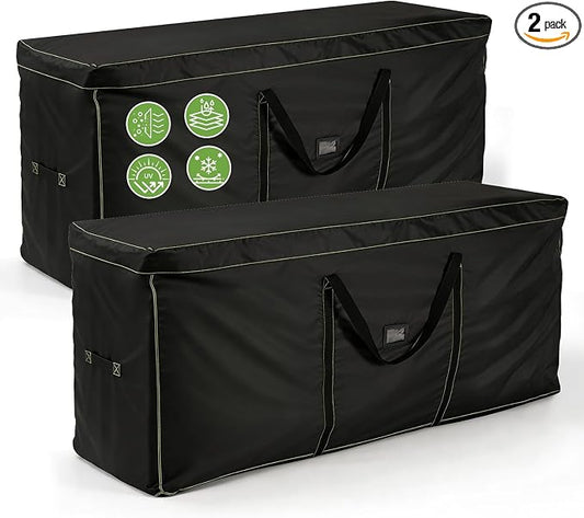 GARPROVM Extra Large Outdoor Cushion Storage Bag 2 PCS, 68"x20"x30" Patio Furniture Cushion Storage with Carry Handles, 420D Oxford Fabric Waterproof Storage Bag for Garden Cushions Christmas Tree