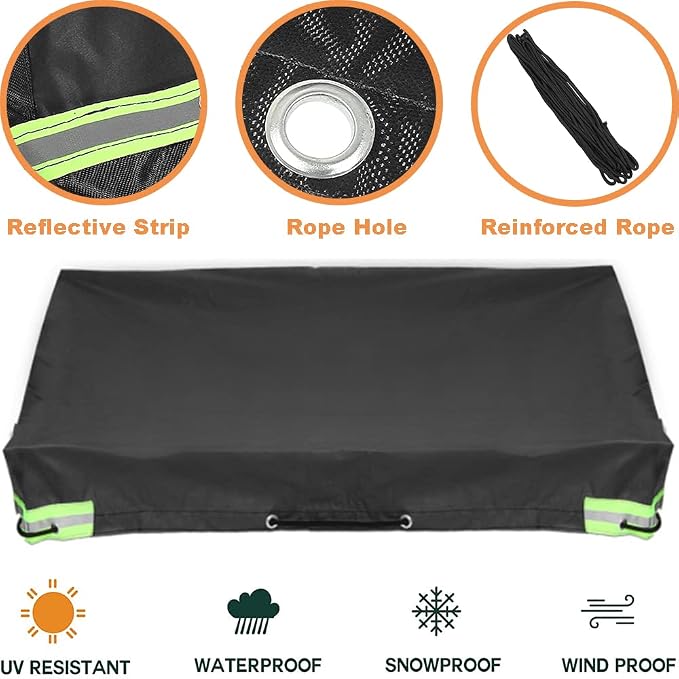 Folding Black Garden Cover - 86.6x49.5in, Waterproof, Compatible with Lawn Tractors, Utility Wagons, Dump Carts, RV Trailers & Campers