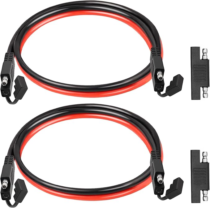 XRDS -RF SAE Extension Cable 2FT 2PCS– Heavy Duty 10AWG Tinned Copper Wire with SAE Battery Cable Terminal Connectors for Automotive, RV, Marine, and Solar Applications.