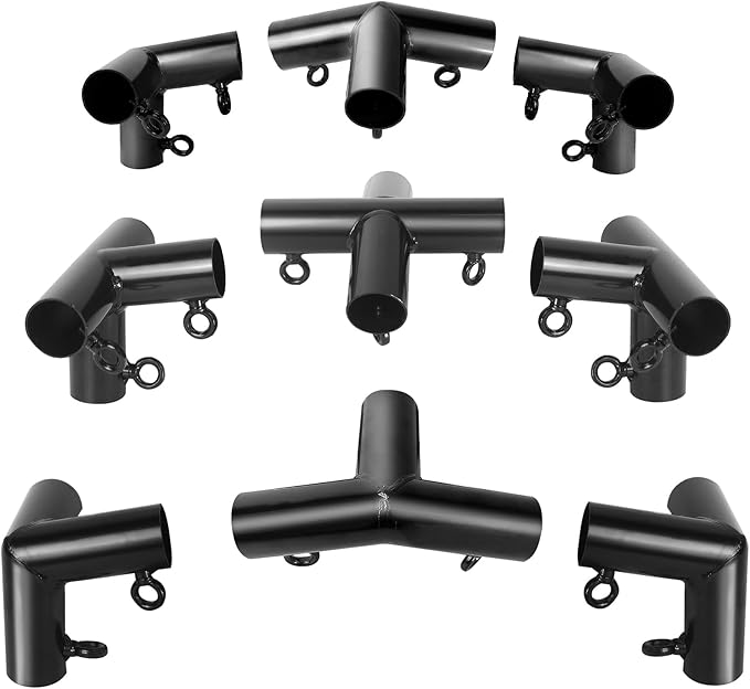 Aoneky 6-Pack 1.05 Inch Corner Canopy Connector Kit, Heavy Duty Carport Frame Fittings for 3/4 Inch EMT Pipe, 156 Degree Peak Angle, Universal for 4 6 8 10 Leg Structures, Black (6-Legs Set)