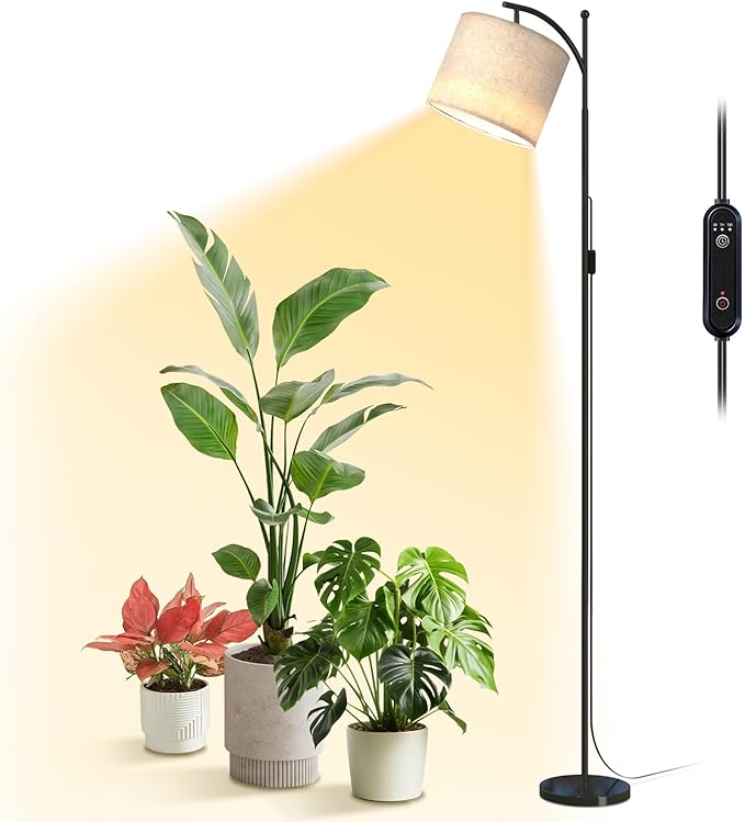 Bstrip 70.8″ Tall Grow Lights for Indoor Plants, 3000K Full Spectrum Plant Light with Stand, Auto On/Off Timer & Adjustable Angle, 25W Non-Dimmable LED Lamp for Plant Growth