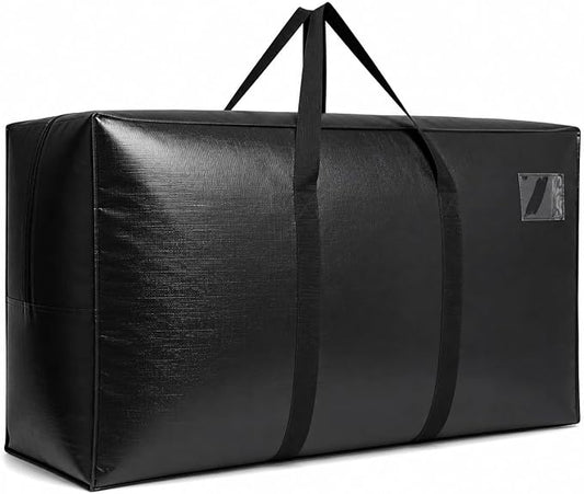 155 Gallon Extra Large Storage Bags, Jumbo Moving Storage Bags, Foldable Big Black Waterproof Outdoor Patio Cushion Storage Bag, 60x30x20inch - 1PACK