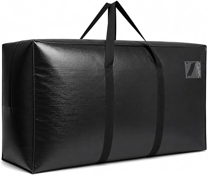 75 Gallon Extra Large Storage Bags, Jumbo Moving Storage Bags, Foldable Big Black Duffle Bag for Travel, 50x23x15inch - 1PACK