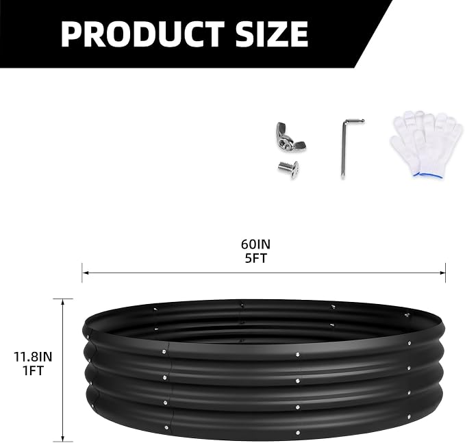 60 Inch Fire Pit Ring for Outside, 5FT Diameter Wood Burning Fire Ring, Large Round Galvanized Steel Fire Pit, Metal Outdoor Fireplace for Backyard, Patio, Camping, Bonfire (Black)