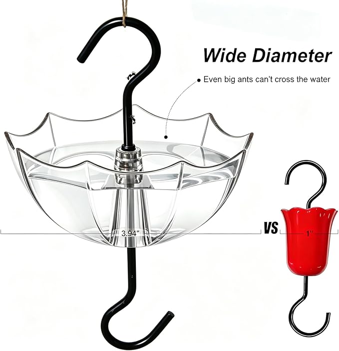 Ant Moat for Hummingbird Feeder, 5 OZ, 4 Pack, Black Umbrella Ant Guard with Large Capacity