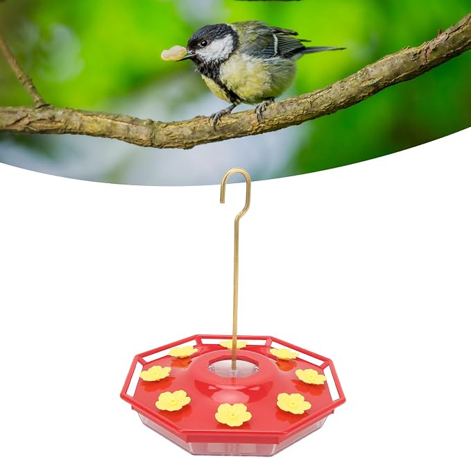 8 Yellow Flower Hummingbird Feeder Plastic Hummingbird Feeder with Copper Hook for Outdoors Hanging