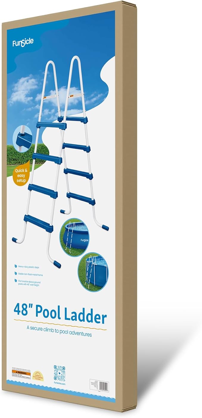 Funsicle 48" SureStep Pool Ladder, for Above Ground Swimming Pools, Blue & White