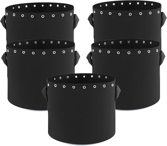 10 Gallon Plant Grow Bags 5-Packs with Holes,Thichkened Non-Woven Aeration Fabric Pots with Handles - Reinforced Weight Capacity