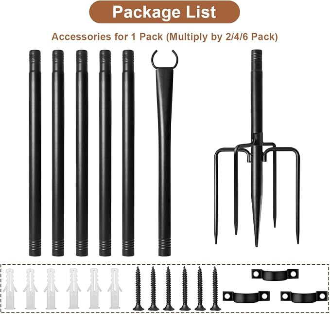 2 Pack Heavy-Duty String Light Poles for Outside with Fork, Adjustable Lighting Hanging Post Accessories for Patio Furniture Set Patio Decor Outdoor Decor Backyard Yard Pergola Garden Decorations