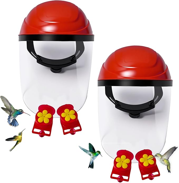 Hummingbird Feeder Helmet | Easy-Install Hummingbird Feeder Hat | 2 Feeding Ports, Round Nectar Box, Leak-Proof & Quick to Refill, 2PCS