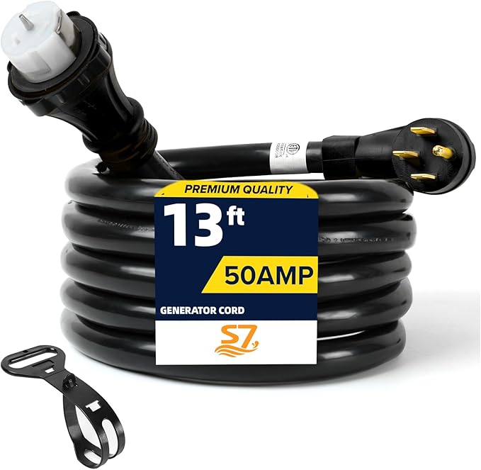 50 Amp Generator Extension Cord, 13FT STW 6/3 + 8/1 Power Cord N14-50P & SS2-50R & CS6364 Twist Lock Connectors