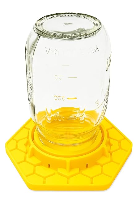 Bee Watering Station for Garden, 2 Pack Orange Bee Feeder and Waterer Compatible with Regular & Wide Mouth Canning Jars(Jar Not Included), Small-Hole Honeycomb Tray Honey Bee Feeder for Outside