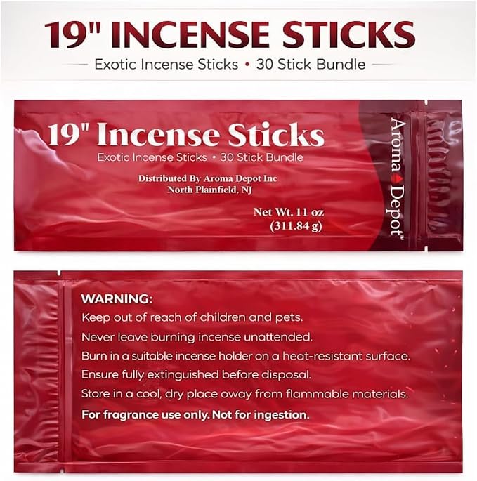 Aroma Depot 19 Inch Japanese Cherry Blossom Incense Sticks – Jumbo 19” Extra Long Charcoal Incense, 27–30 Count (1 Pack), 3–4 Hour Burn