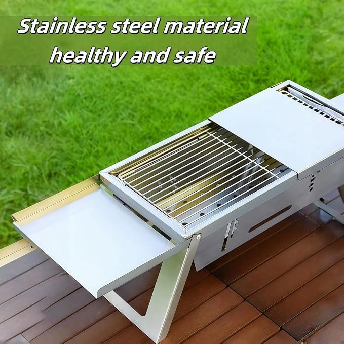 small portable charcoal grill: mini foldable tabletop grills for camping Picnic beach - stainless steel bbq grill for outdoor(Type-3)