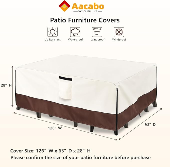 Patio Furniture Cover for 5 Pieces Set-Waterproof 600D Oxford Fabric Cover for 5 PCS Outdoor Sets Wicker Metal Couch Rocking Glider Swivel Chairs Ottomans Sectional Sofa Dining Chair Beige