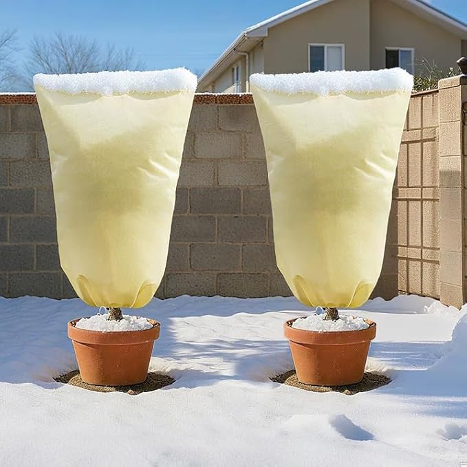 MIXC Plant Covers Freeze Protection, 47.2''×70.8'' Winter Cold Weather Frost Blankets Shrub Jacket with Drawstring Reusable Frost Protection Cloth for Outdoor Plants Fruit Tree Potted (2 Pack)