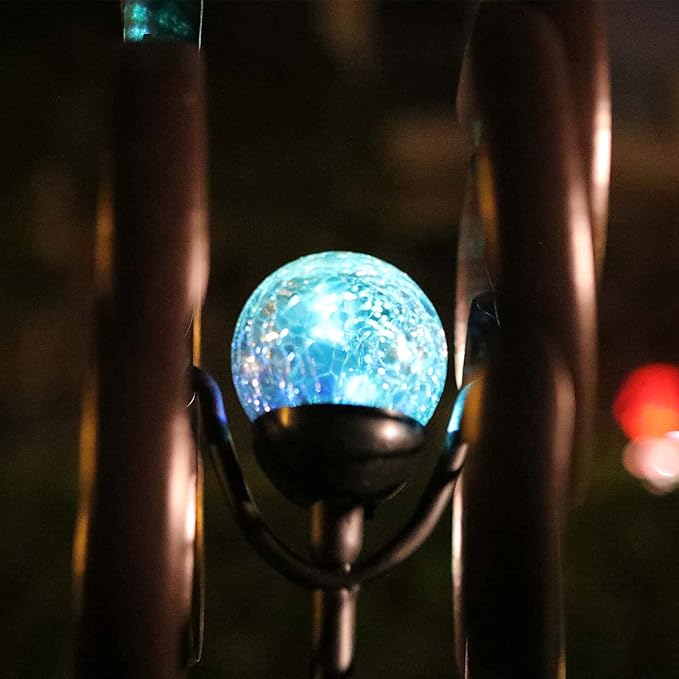 Solar Powered Glass Ball+Accessories - for Solar Wind Spinner Replacement Solar Light Parts (Bronze)