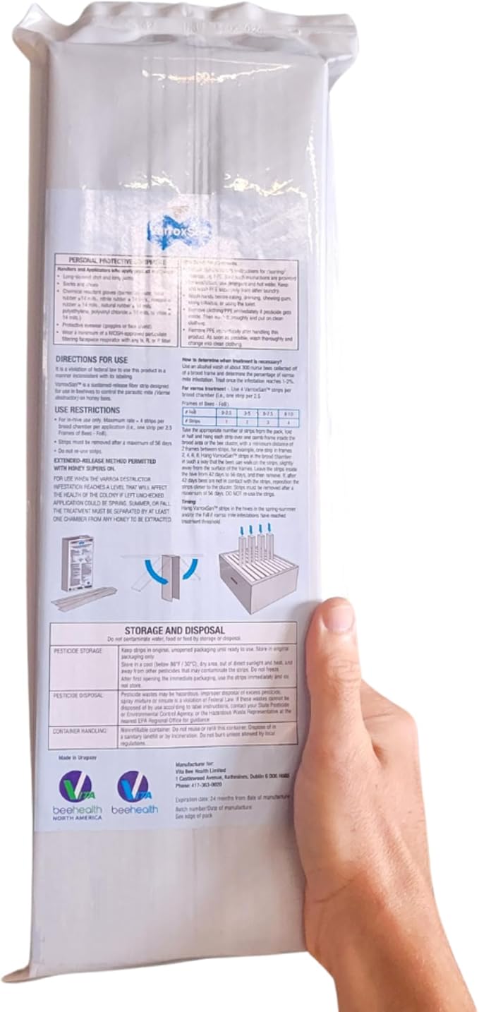 Varroxsan Oxalic Acid Strips - Varroa Mite Treatment for Beehives - Slow-Release Strips for Easy Mite Management - 60 Strips