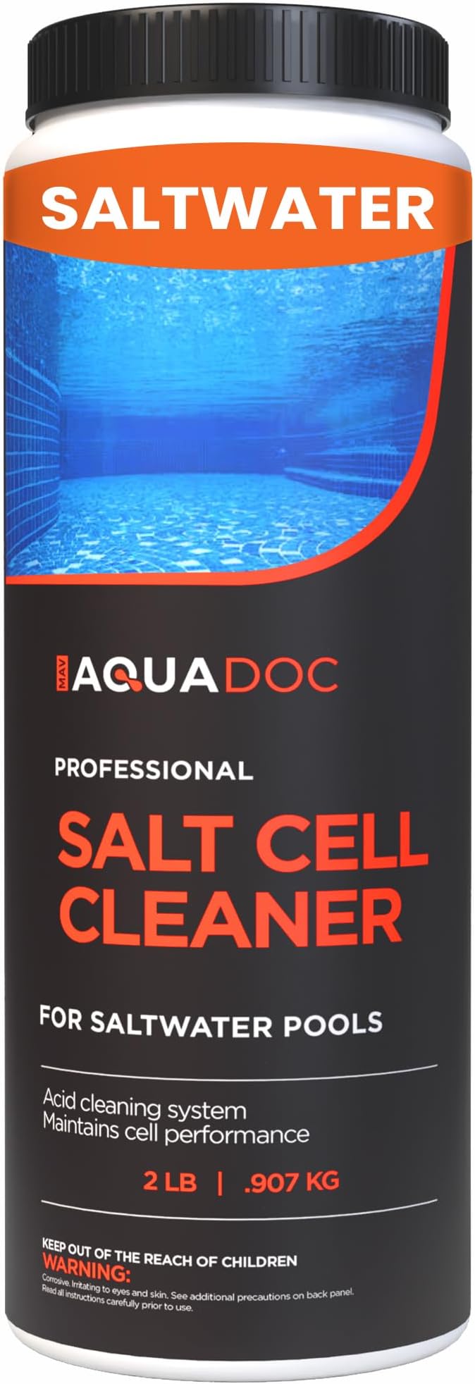 Salt Cell Cleaner for Saltwater Pools - Pool Salt Cell Cleaner Solution to Help Reduce Buildup and Support Generator Function - AquaDoc Pool Care Made in USA - 2lb