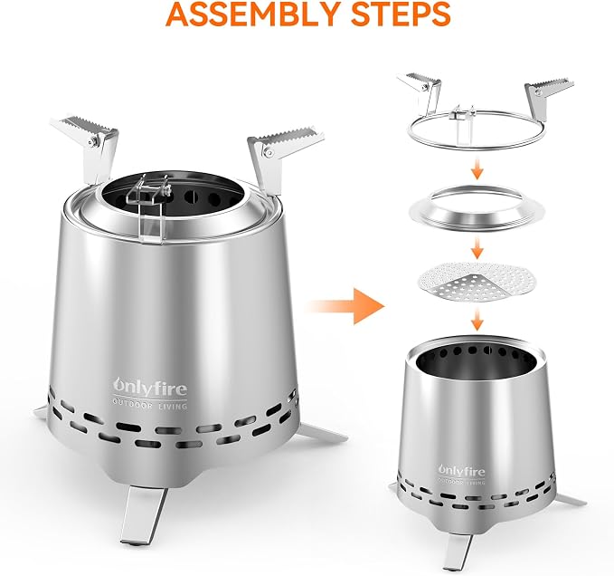 Portable Fire Pit with Pot Bracket & Carry Bag, 7.8” Camping Stove, Tabletop Fireplace, Smokeless Wood Burning Firepit for Outdoor Patio Backyard RV Tailgating, Sliver FP053