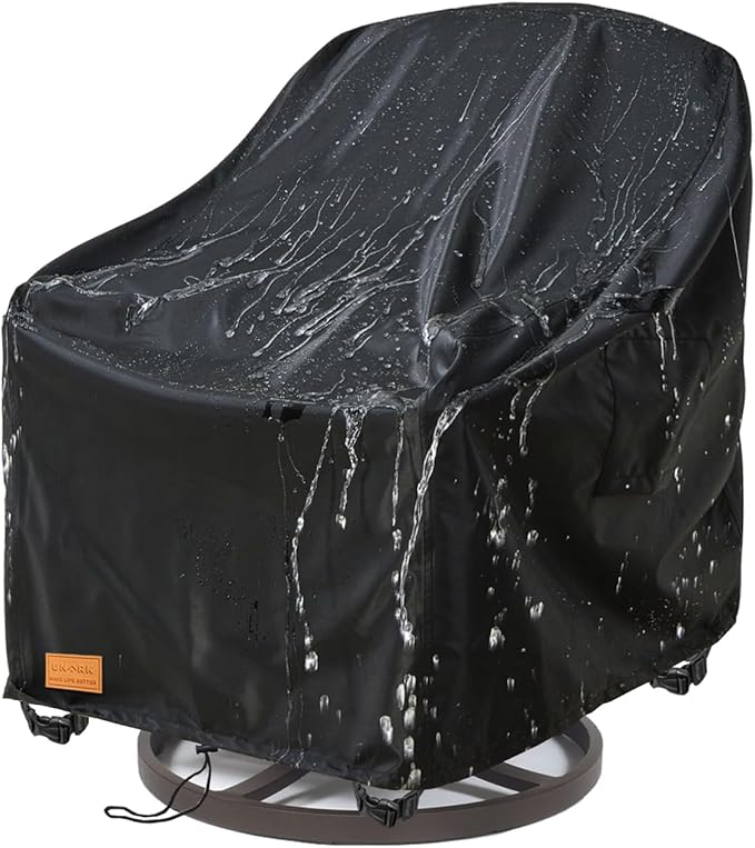 Outdoor Swivel Chair Covers Waterproof 1 Pack, Outdoor Chair Covers Patio Furniture Cover for Deck Patio Swivel Chair Heavy Duty, 30 W x 34 D x 36 H inches,Black