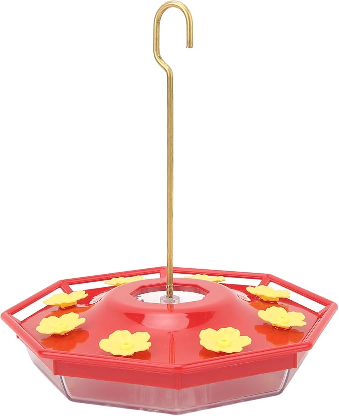 Feeder with Copper Hook Yellow Flower Design for Outdoor Hanging Attracts and Nourishes Hummingbirds in Gardens Patios or Balconies