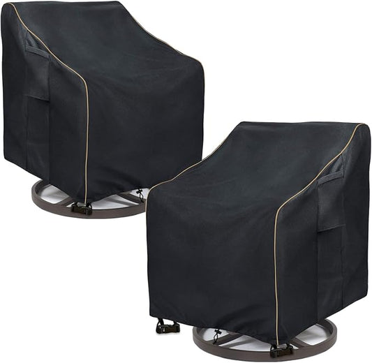 Outdoor Swivel Lounge Chair Cover 2 Pack,100% Waterproof Heavy Duty Outdoor Chair Covers,(33 W x 35 D x 38.5 H inches) Patio Furniture Cover for Swivel Patio Lounge Chair,Black