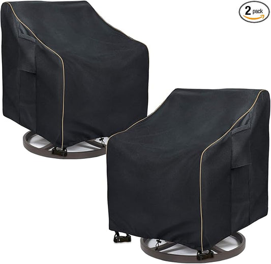 Outdoor Swivel Rocker Chair Cover 2 Pack,Patio Swivel Chair Covers For Outdoor Furniture,Rocking Chair Covers Waterproof (27.5W x 32.5D x 39H Inch)Black