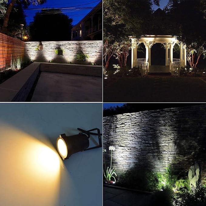 Romwish LED Landscape Spotlight 10W, Outdoor Landscape Lighting 120V Plug-in, 1100LM Waterproof LED Landscape Lights, Landscape Spot Lights for Yard, Garden, Tree, Driveway, 3000K Warm White -12Pack