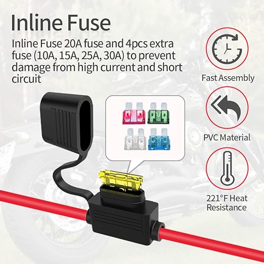 ELFCULB 10AWG 5FT SAE Connectors, Battery Alligator Crocodile to SAE, SAE Quick Release Adapter to Alligator Clips Quick Disconnect Cable,with 5 Fuse,for Solar Panel Cars Motorcycles Battery Charger