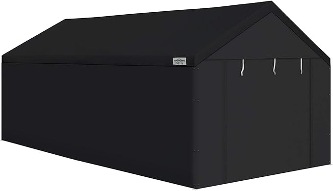 Caravan Canopy Car Tent Sidewalls for Carport, Garage & Shed, Domain, 10 x 20 Ft, Black (Roof and Canopy Not Included) - Portable Vehicle and Motorcycle Shelter - Large Outdoor Storage