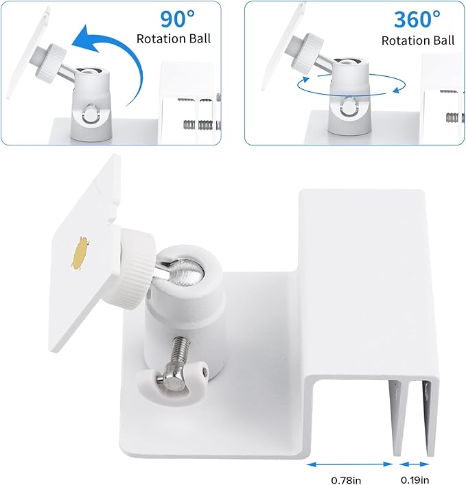 2Pack Gutter Mount for Solar Panel, No Drill Aluminum Alloy Bracket with 360° Rotation, Weatherproof and Rustproof, Easy Installation for Maximum Sunlight Exposure, White