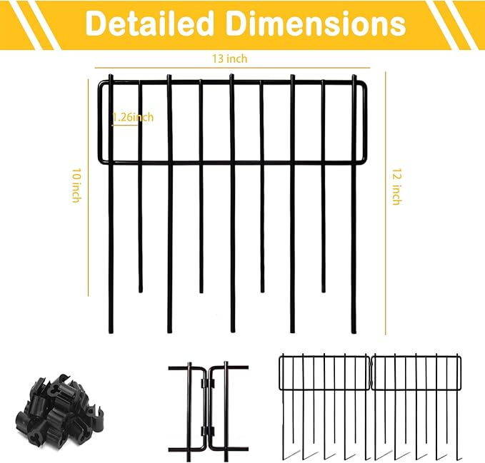 Blingluck Animal Barrier Fence, 30 Pcs Upgrade 1.26 in Gap Decorative Fences No Dig Fence for Rabbits and Dog Ground Defense, Rustproof Metal Wire Garden Edging Border for Outdoor, Yard