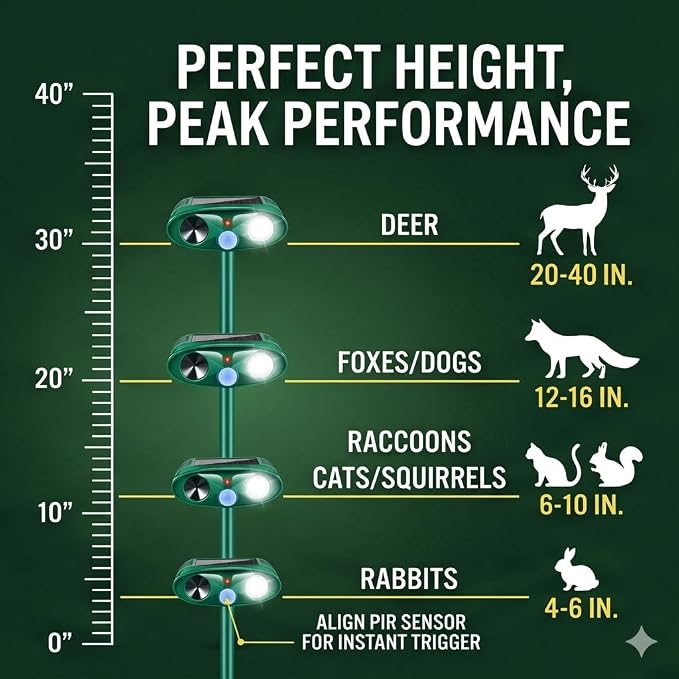 4 Pack Upgraded Sonic Fortress Pro Deer Repellent Cat Deterrent Outdoor Solar Ultrasonic Animal Repeller with Motion Sensor Strobe Light for Skunk Rabbit Raccoon Squirrel Fortress Pro for Yard Garden