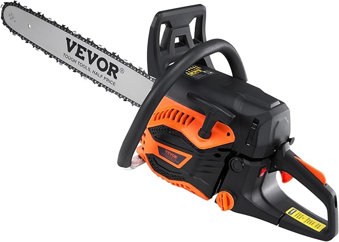 VEVOR Gas Chainsaw 52CC 2-Cycle Gasoline Powered Chainsaw 18 Inch Handheld Cordless Petrol Chain Saws For Forest, Wood, Garden and Farm Cutting Use