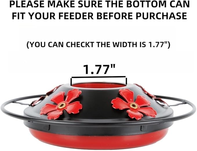 WOSIBO Hummingbird Feeder Replacement Bottom Base Replacement Part Includes Red Plastic Base Metal Top and Brushes (Black with 5 Flower)