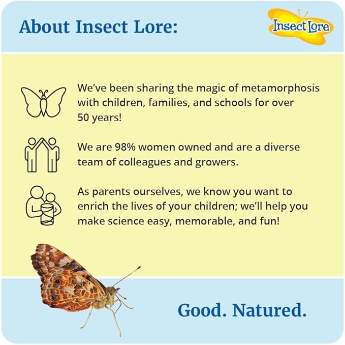 Insect Lore Two Cups of Caterpillars - Butterfly Garden Kit Refill – Raise and Release Painted Lady Butterflies – Includes Two Chrys-A-Lid Holding Logs and Instructions