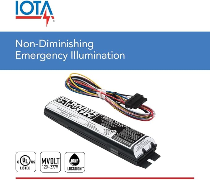 Power Sentry Emergency Battery Back Up, Long Compact and T8 Compatible Fluorescent Ballast with 550 Lumen Output, 90 Minute Emergency Operation, UL Listed (PSQ500QD MVOLT M12)