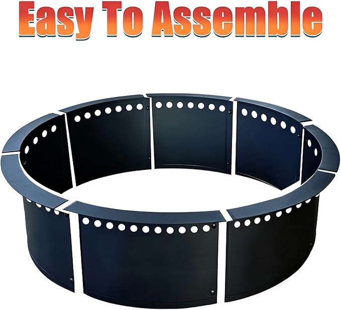 SoulMate Outdoor 40-Inch Outer/36-Inch Inner Fire Pit Ring Smokeless,Duty Solid Metal Steel Round Firepit Rim Insert for DIY Fire Pits, Outdoor Above or In-Ground, Camping Garden Patio Backyard.