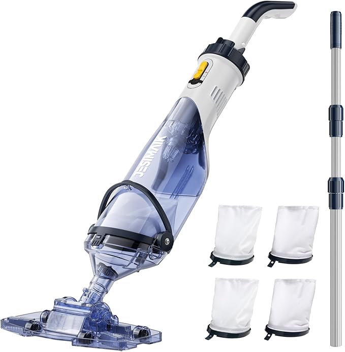 Handheld Pool Vacuum, JESIMAIK Rechargeable Pool Vacuum Cleaner with 18.5 GPM, 60 Min Runtime, Telescopic Pole, Ideal Cordless Pool Vacuum for Above Ground Pools, Inground Pool, Spas, Hot Tubs