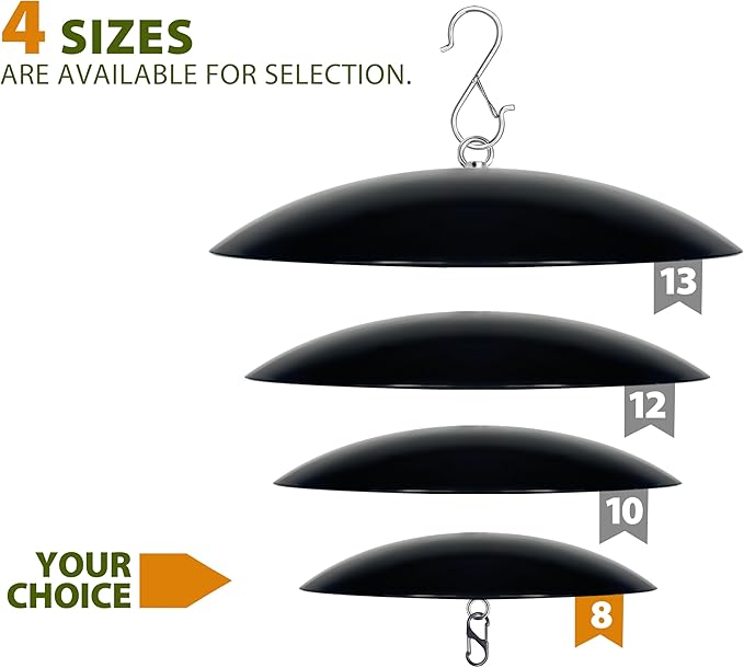 8" Mini Bird Feeder Rain Guard, Hummingbird Feeder Shade Dome Cover, for Small Feeders, Works with Ant Guards (Black), 2 Pack
